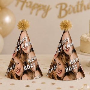 Printable Birthday Party Hats, Printable Party Hats, Custom Face Party Hat, Bachelorette Party Decor, Birthday Party Hat Custom, Fun