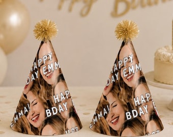 Printable Birthday Party Hats, Printable Party Hats, Custom Face Party Hat, Bachelorette Party Decor, Birthday Party Hat Custom, Fun