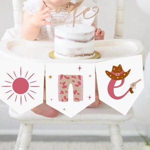 DORA | Rodeo First Birthday Party High Chair Banner Girl, Cowgirl ONE Birthday Banner, ONE High Chair Banner, 1st Rodeo Girl Banner, Digital