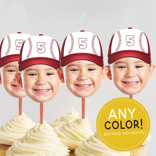 Baseball Cupcake Toppers Cupcake Toppers With Photo Sports Etsy