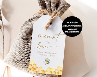 Plantilla de etiqueta de agradecimiento para tarro de miel Etiqueta de agradecimiento para boda de Meant to Bee El amor es dulce Etiquetas de regalo Tarro de miel Favor de boda Etiqueta de miel imprimible