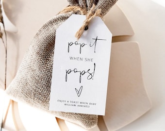 Pop It When She Pops Tag Printable Shower Favor Template - Etsy