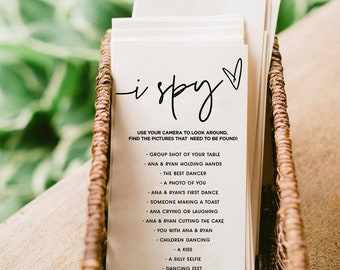 I Spy Wedding Game Template, I Spy Wedding Game Hashtag, Editable Wedding Games, Wedding Photo Hunt Game, Reception Wedding Hunt DIY