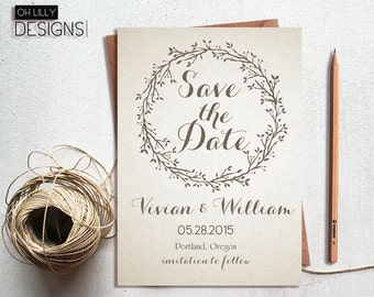 rustic save the date printable country save the date etsy