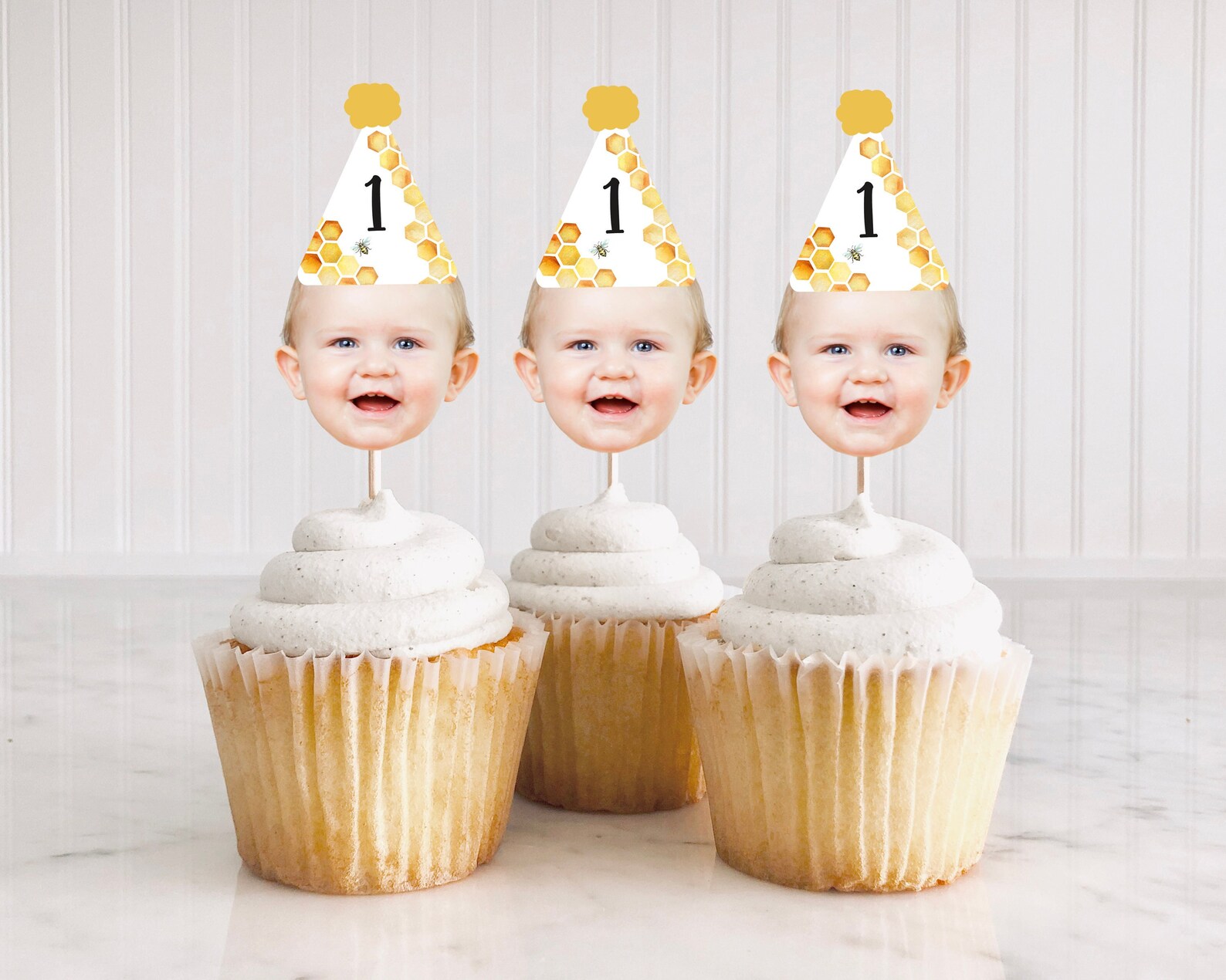 Bee Birthday Cupcake Toppers Custom Birthday Cupcake Toppers Etsy
