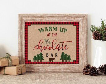Hot Chocolate Bar sign Printable, Hot Cocoa Bar Kit, Lumberjack Birthday Decorations, Winter Hot Chocolate Bar Kit, Lumberjack Birthday