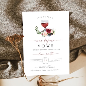 Vino Before Vows Invitation, Wine Bridal Shower Invitation Template, Napa Bridal Shower Invite Evite Instant, Vino Before Vows Party DIY