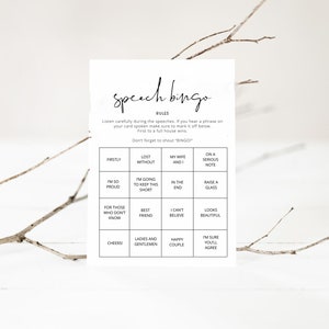 Speech Bingo Wedding Game, Wedding Games For Reception, Modern Wedding Bingo, Table Ice Breaker Games, Minimalist Wedding, Fun Wedding Games