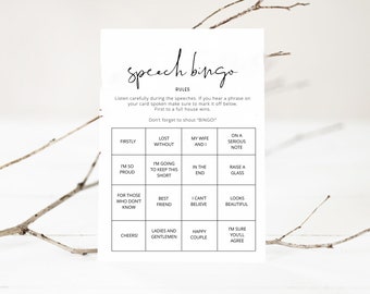 Speech Bingo Wedding Game, Wedding Games For Reception, Modern Wedding Bingo, Table Ice Breaker Games, Minimalist Wedding, Fun Wedding Games