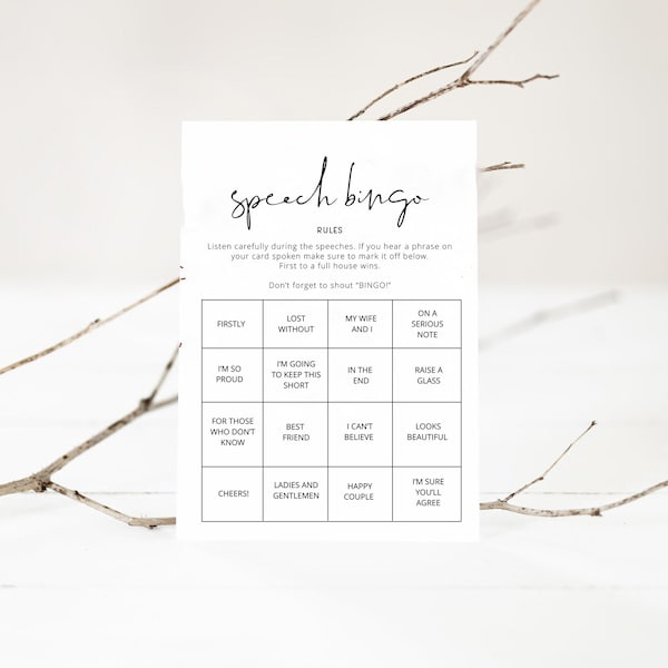 Wedding Speech Bingo Etsy UK