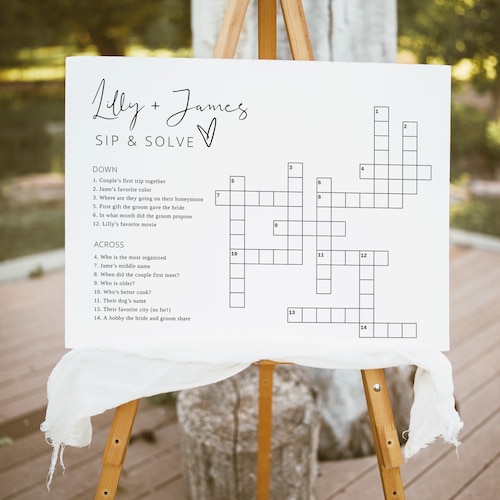 Custom Wedding Crossword Sip and Solve Puzzle Wedding Games - Etsy