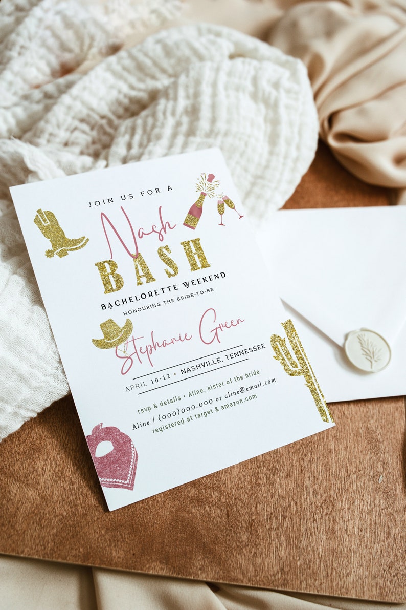 Nashville Bachelorette Reiseplan, Nash Bash Bachelorette Reiseplan, Nash bash Evite, Nash Bash Einladung, Bachelorette Reiseplan Bild 3