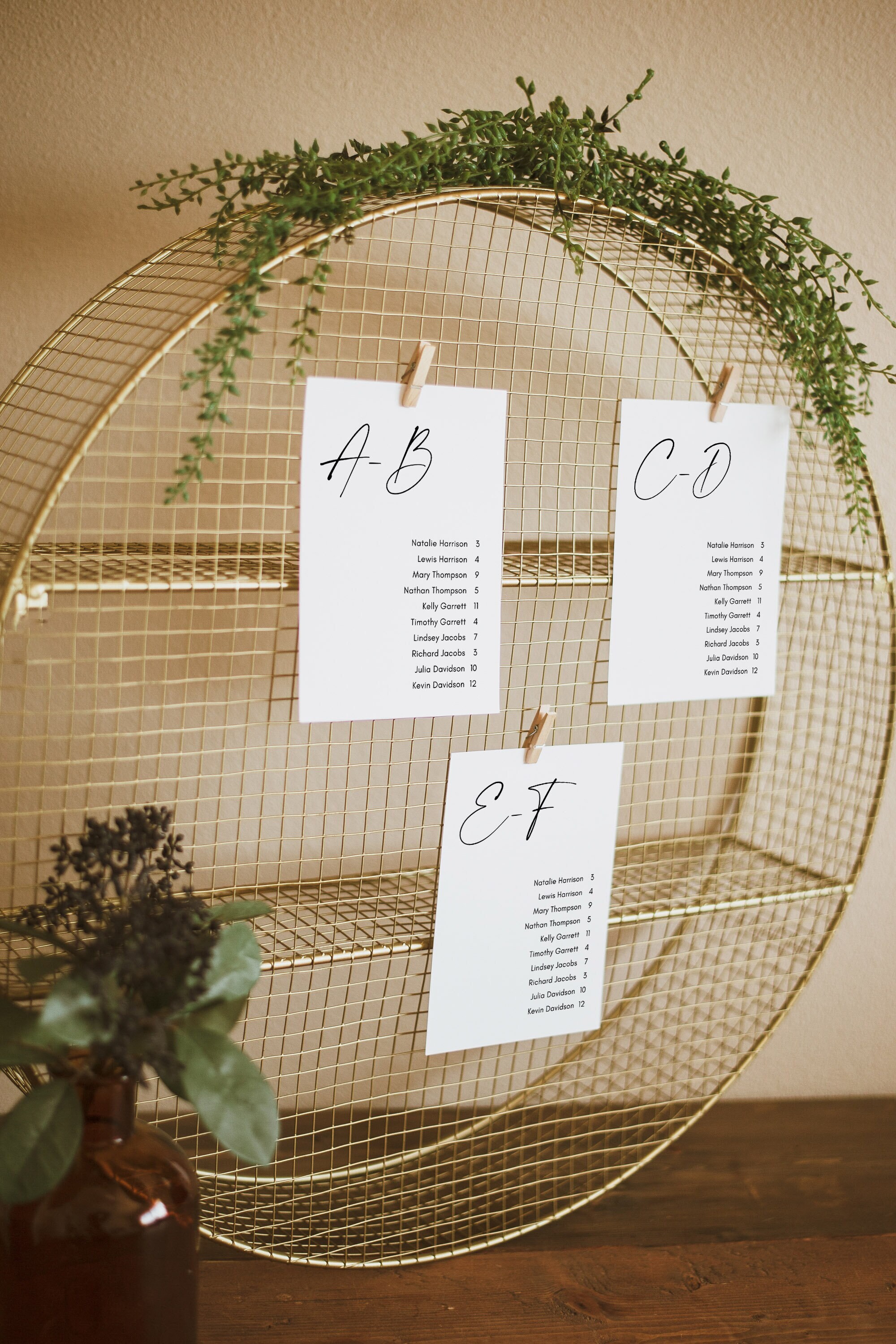 5x7 Alphabetical Seating Chart Template, Table Seating Chart Printable, Elegant Seating Plan, Template Seating Chart Poster DIY