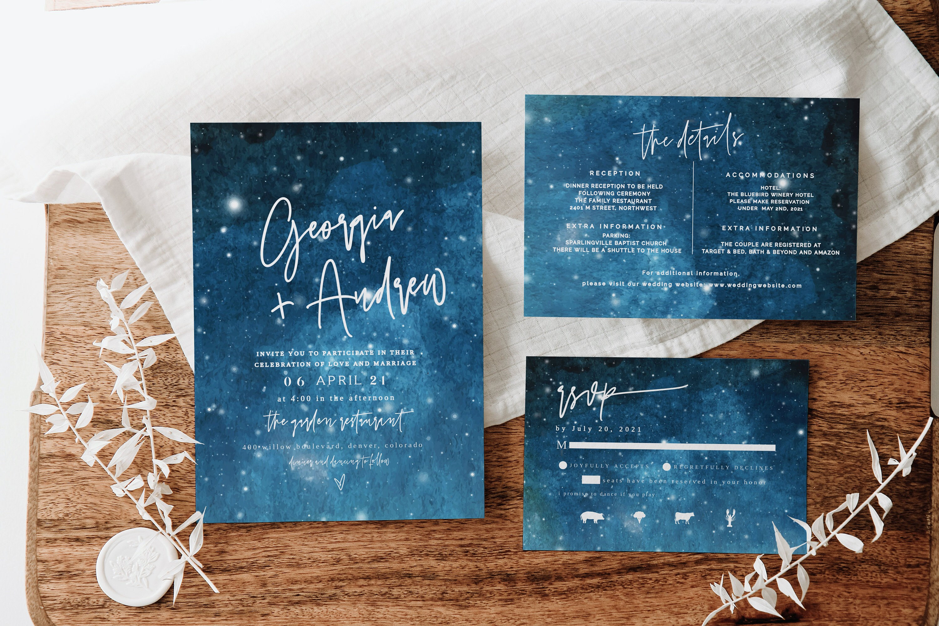 Starry Night Wedding Invitation Celestial Wedding Invitation Etsy