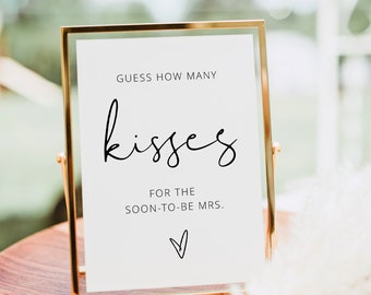 CIARA | How Many Kisses Bridal Shower Game, Hershey Kisses Game, Minimalist Bridal Shower Printable, Sign & Ticket, Instant Download
