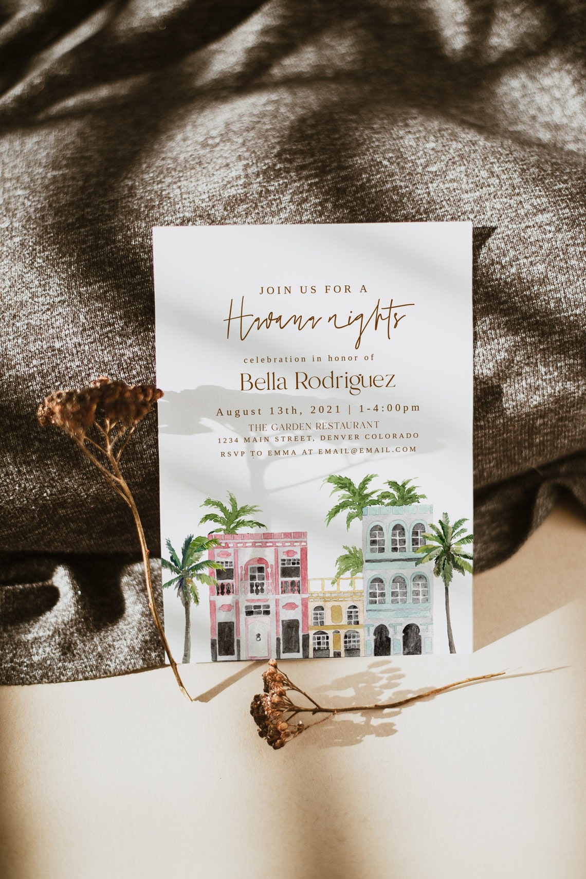 Havana Nights Birthday Invitation Template Havana Nights | Etsy