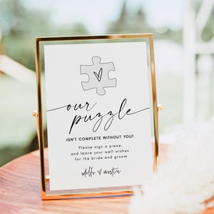 Wedding Puzzle Guest Book Sign Template, Wedding Puzzle Sign, Wedding Guestbook Alternative, Creative Guest Book, Modern Wedding Signage