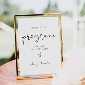 Please Take a Wedding Program Sign, Wedding Program Sign Template, Wedding Program Please Take One, Editable Wedding Program Download DIY