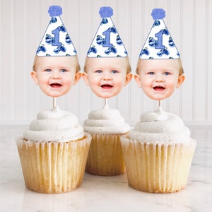 Blueberry Cupcake Toppers Printable, Blueberry Birthday Party Decor, Blueberry Cake Toppers, Custom Birthday Photo Cupcake Toppers DIY