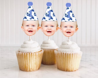 Blueberry Cupcake Toppers Printable, Blueberry Birthday Party Decor, Blueberry Cake Toppers, Custom Birthday Photo Cupcake Toppers DIY