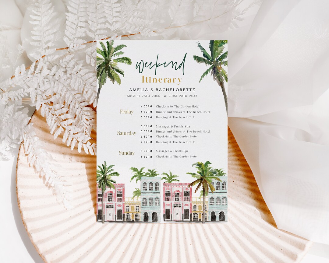 Charleston Bachelorette Itinerary Template, Rainbow Row Bachelorette ...