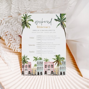 Charleston Bachelorette Itinerary Template, Rainbow Row Bachelorette Weekend Itinerary, Editable Weekend Bachelorette Itinerary Digital, DIY