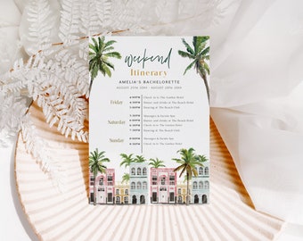 Charleston Bachelorette Itinerary Template, Rainbow Row Bachelorette Weekend Itinerary, Editable Weekend Bachelorette Itinerary Digital, DIY