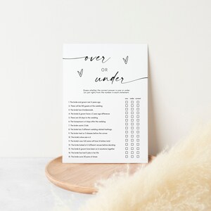 Over or Under Bridal Shower Game, Modern Bridal Shower Games ...