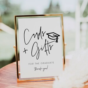 ELLIA | Graduation Cards and Gifts Sign, Editable Graduation Signs, Modern Graduation Sign, Editable Cards and Gifts Sign Grad, Digital