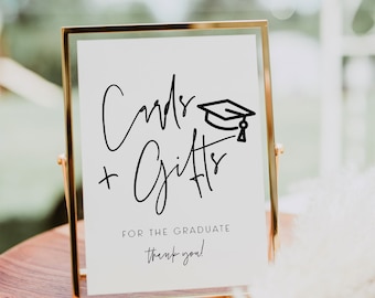 Graduation Cards and Gifts Sign, Editable Graduation Signs, Modern Graduation Sign, Editable Cards and Gifts Sign Grad Canva