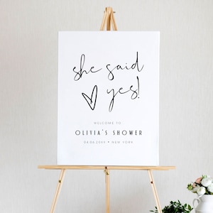CIARA Bridal Shower Shower Welcome Sign Template, She Said Yes Bridal Shower Welcome, Modern Minimalist Bridal Shower Welcome Sign