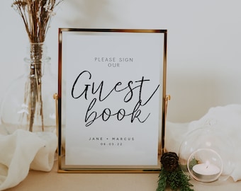 JILL | Bitte signieren Sie unser Gästebuch Zeichen druckbar, Zeichen unser Gästebuch, Hochzeit Gästebuch Zeichen sofort, moderne minimalistische Hochzeit Beschilderung DIY
