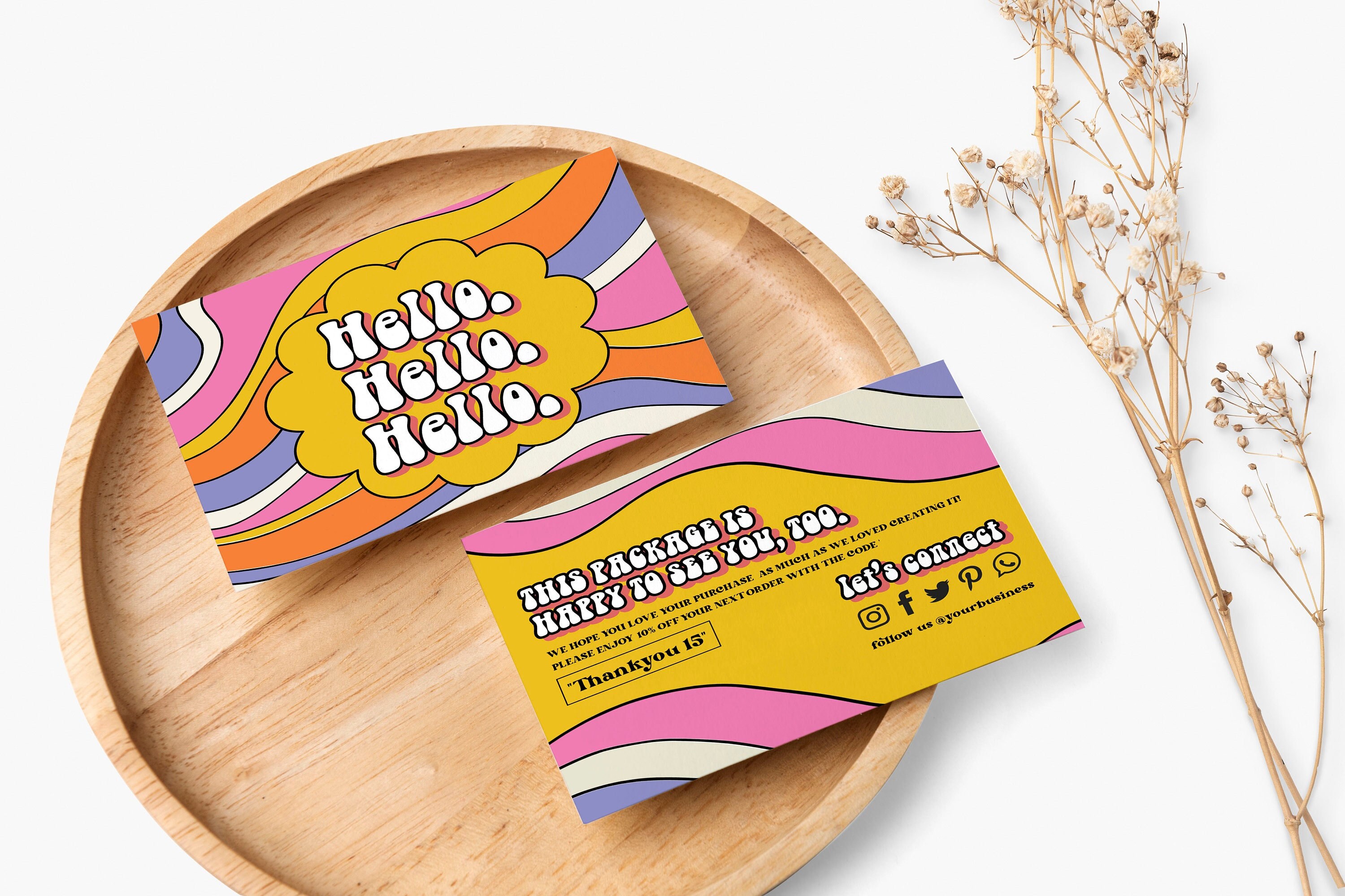 Small Business Retro Thank You Card Template, Groovy Retro Business ...