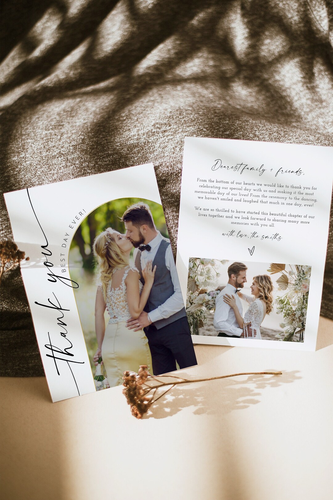 Modern Wedding Photo Thank You Card, Minimalist Wedding Thank You Card ...