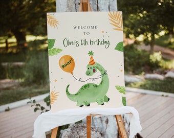 Dinosaur Welcome Sign, Dinosaur Birthday Welcome Sign, Jurassic, Trex, Dinosaur party, Dinosaur birthday, Editable Birthday Sign Kids