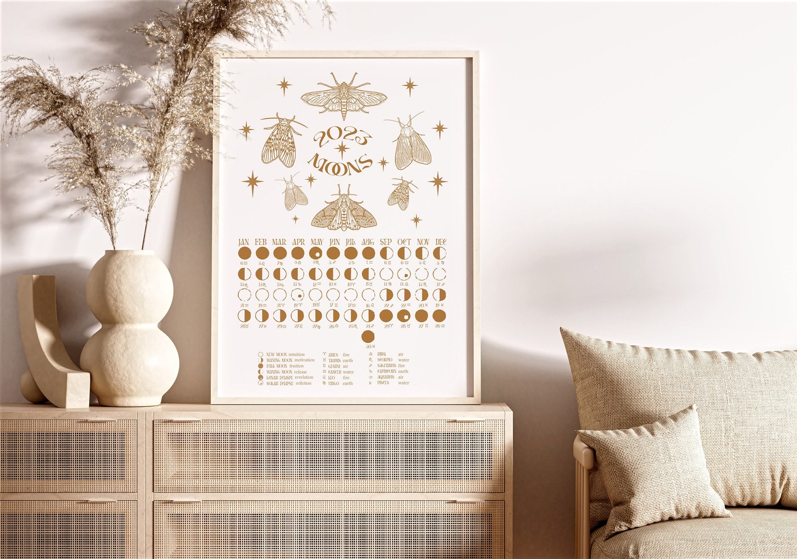 Lunar Calendar 2023 Printable Printable Lunar Calendar Etsy