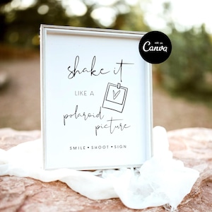 Photo Guest Book Sign, Shake It Like A Polaroid Picture, Photo Guestbook Printable, Photo GuestBook Sign Template, Polaroid Wedding Sign