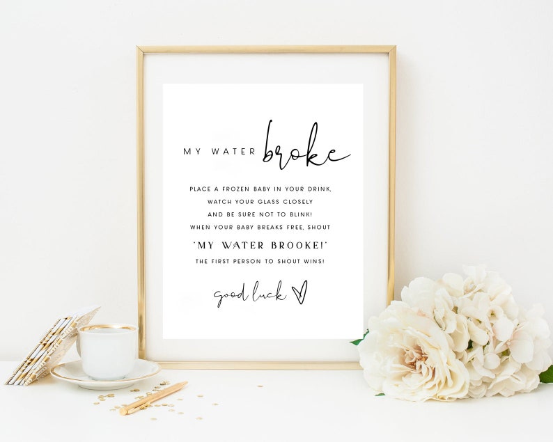 My Water Broke Game Printable Minimalist Baby Shower Games - Etsy