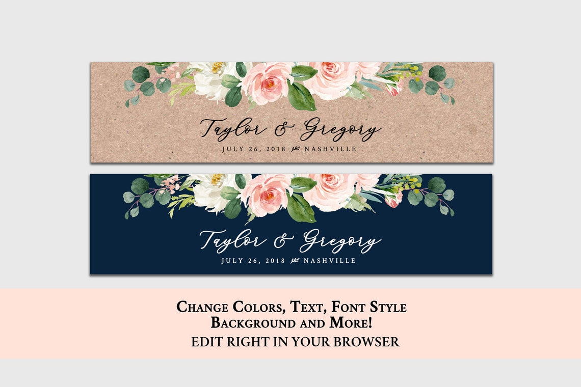 Water Bottle Label Template Wedding Bottle Label Template - Etsy