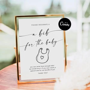 Decorate a Bib for Baby, Baby Shower Bib Activity Sign,  Gender Neutral Baby shower, Baby Shower Game, Baby Shower Decor, Baby Party Games