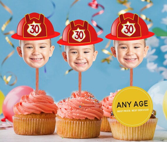 Firefighter Cupcake Toppers Fireman Cupcake Toppers Printable Firefighter Fireman Birthday Decorations Cake Decorations Cake Toppers