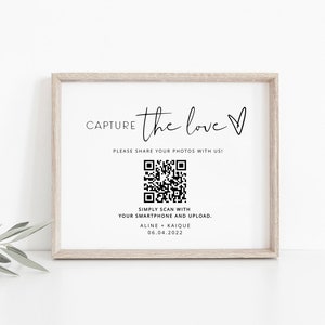 CIARA | Wedding Capture The Love Sign, Wedding QR Code Sign, Modern Wedding Photo Sign Template, Wedding Reception Sign, Qr Code Party DIY