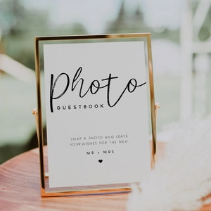 JILL | Editable Modern Wedding Photo Guestbook Sign Template, Printable Photo Guest Book Sign for Wedding Table, Printable Wedding Guestbook