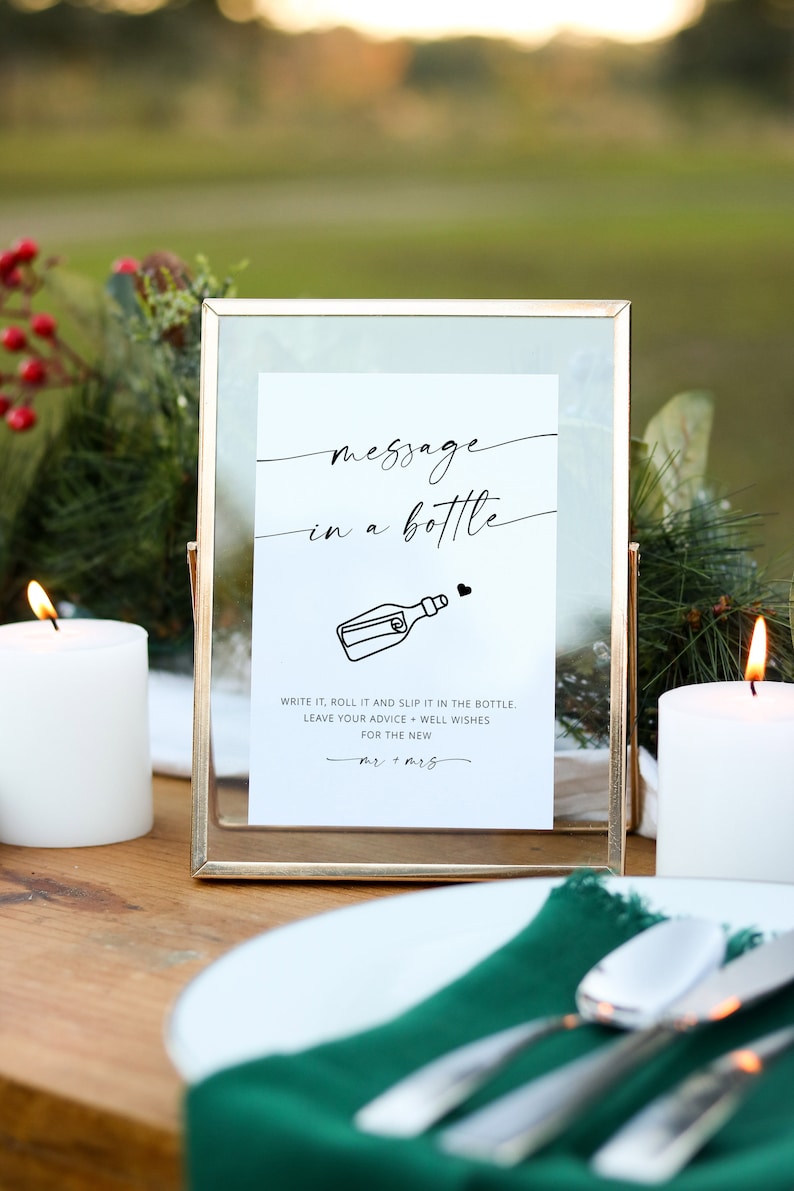 Message in A Bottle Sign Template Minimalist Wedding Advice - Etsy