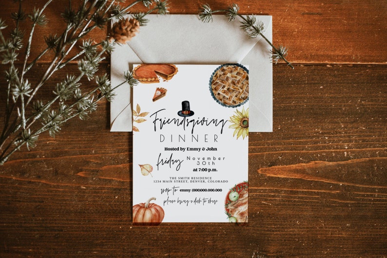 Friendsgiving Invitation Editable, Friendsgiving Dinner Invitation Template, Editable Friendsgiving Invitation, Friendsgiving Dinner, Evite image 3