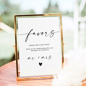 Favors, Please Take One Per Family, Thank You For Celebrating With Us, Minimalist Wedding Reception Signs, Wedding Favor Signs, Decor Prints