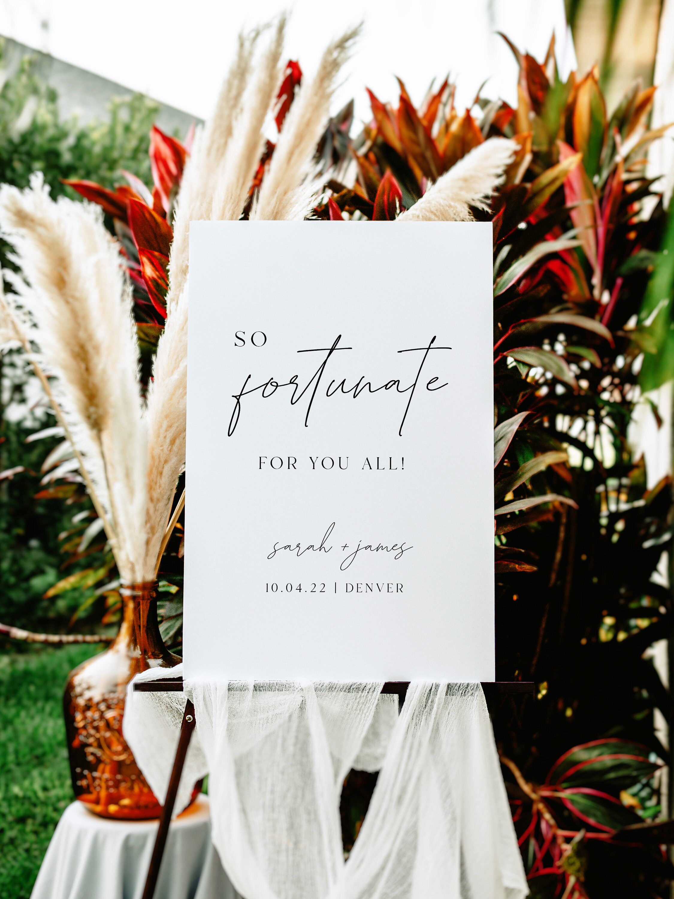 So Fortunate for You All Wedding Sign, Modern Elegant Wedding Signs for ...