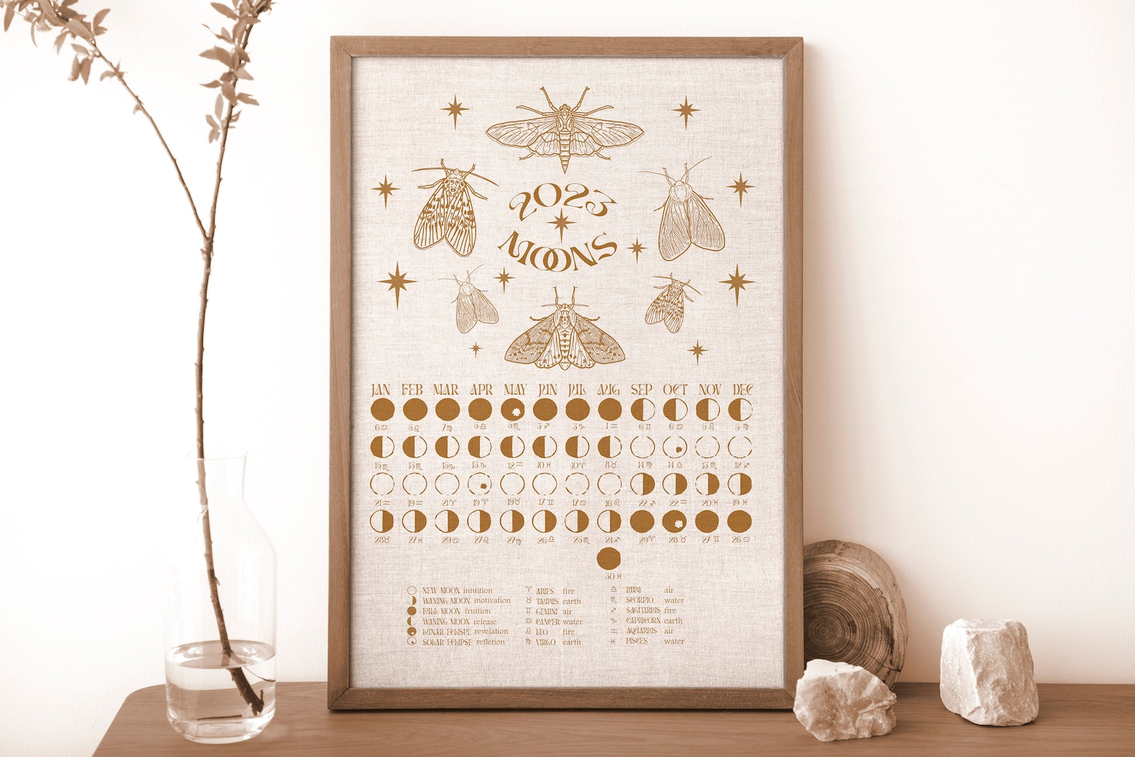 Lunar Calendar 2023 Printable Printable Lunar Calendar Etsy