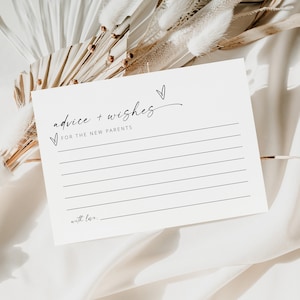 Tarjeta de consejos y deseos, tarjeta de consejos de baby shower minimalista moderna, baby shower de género neutro, consejos para los futuros padres / MIA
