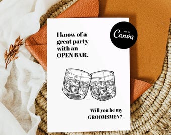 Groomsmen Best Man Proposal Card, Groomsmen Proposal Card Template, Best Man Proposal, Funny Groomsmen Proposal Card, 100% Editable Canva